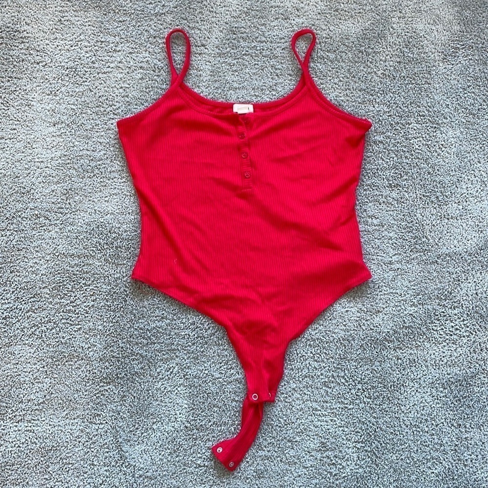 EC Garage Ribbed Bodysuit - Red - Size M